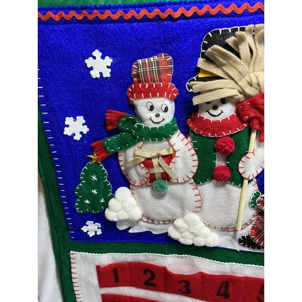 Snowmen Advent Calendar With  24 Pockets Present In The Pockets  26 X 18 Inch